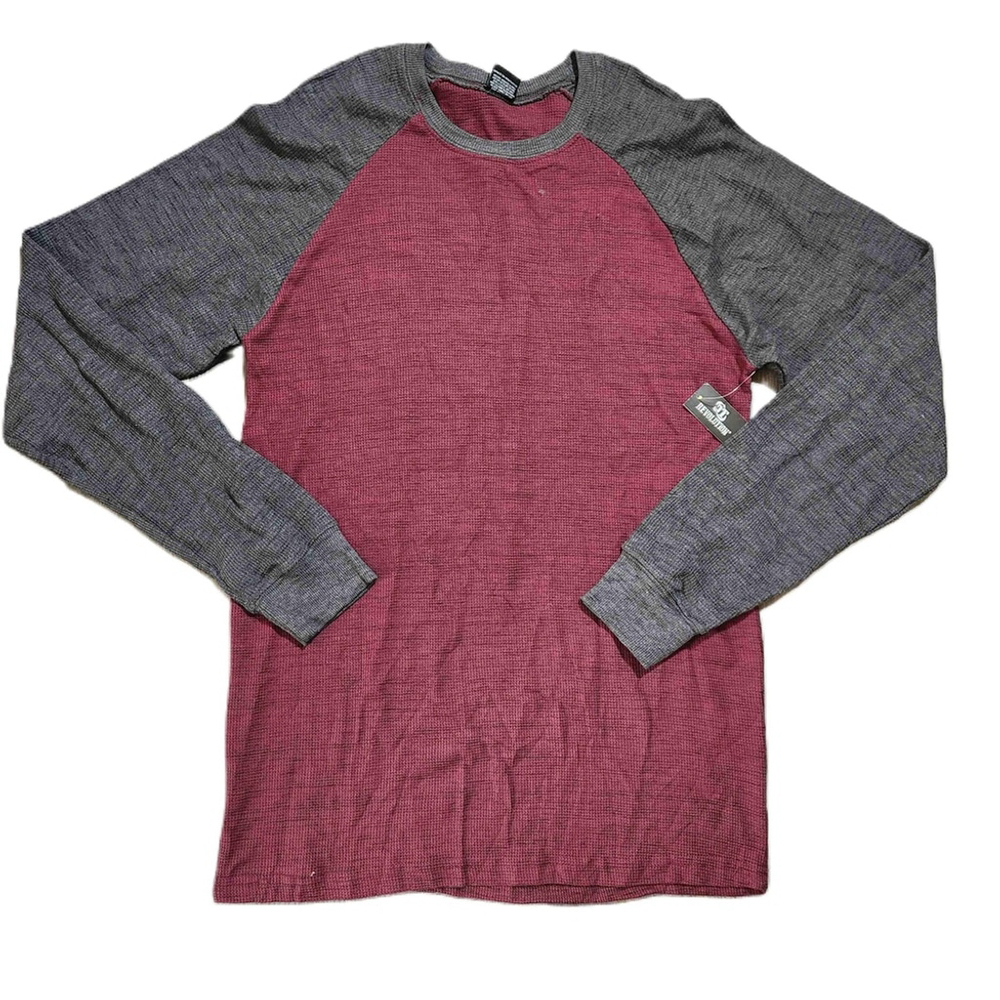 OT Revolution Mens Raglan Shirt Blue Burgundy Medium